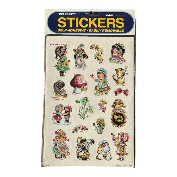 VTG Mark 1 Celebrity Stickers 1983 Old Fashioned Kids Dogs Mushroom Cats… - Picture 1 of 8
